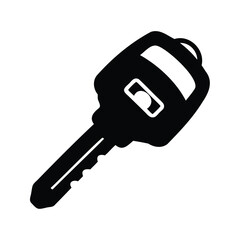 Black and white illustration of a modern car or house key silhouette vector design