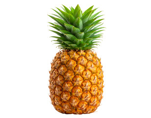 Fototapeta premium Whole Pineapple Front View with Fresh Green Crown, Isolated