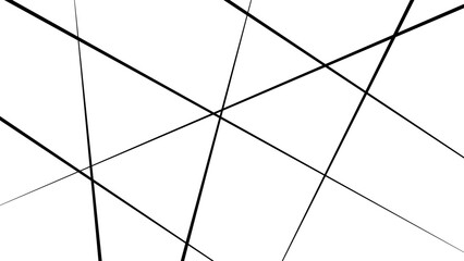 Black diagonal line isolated on white background. Random chaotic lines abstract geometric pattern. 