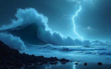 World Tsunami Awareness Day visuals present an ultramodern, supernatural scene, with copy space for your customized details. High quality