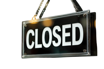 A close-up of a closed sign