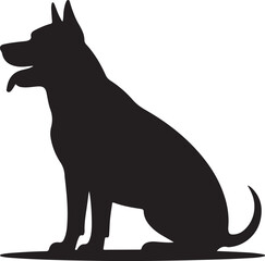 Obraz premium Black silhouette of a sitting dog on a light background with copy space