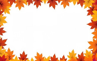 Autumn leaves  border frame with space text on transparent background. Can be used for thanksgiving, harvest holiday,  decoration and design. Vector Illustration. High quality