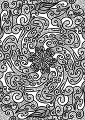  Black and white swirl art pattern
Black and white artistic swirl design with floral pattern