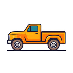 Yellow pickup truck isolated on transparent background