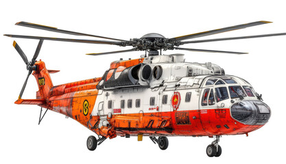 Fototapeta premium Orange firefighting helicopter in action 
