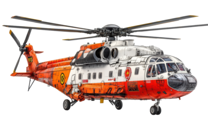 Orange firefighting helicopter in action
