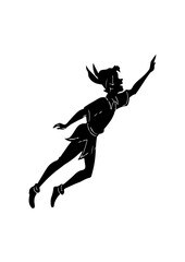 Silhouette of Flying Peter Pan Character