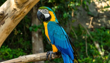Colorful parrot perched on branch