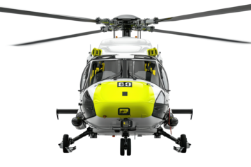 Yellow and black helicopter front angle
