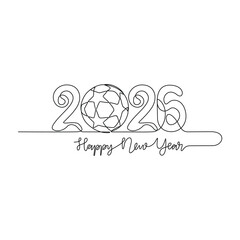 One continuous line drawing of Happy New Year vector illustration. Happy New Year theme design concept in simple linear continuous line. Great design for new year celebrations event purpose.