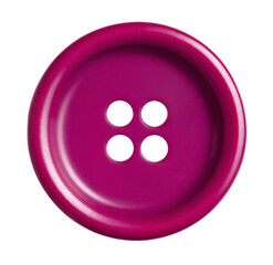 magenta sewing button with four holes on white background