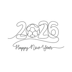 One continuous line drawing of Happy New Year vector illustration. Happy New Year theme design concept in simple linear continuous line. Great design for new year celebrations event purpose.