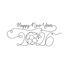 One continuous line drawing of Happy New Year vector illustration. Happy New Year theme design concept in simple linear continuous line. Great design for new year celebrations event purpose.