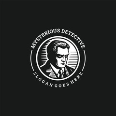 Fototapeta premium Detective logo with vintage mystery charm, symbolizing insight, secrecy, and timeless investigation.