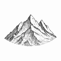 Fototapeta premium Mountains vintage engraving sketch illustration with detailed retro line art of rugged peaks and natural landscapes, perfect for nature themes, travel artwork, vintage geography prints, outdoor 