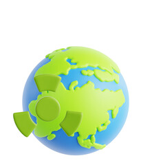 3D Rendered Environmental Hazard Symbol on Earth Globe Icon Graphic