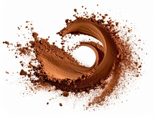 Fototapeta premium A dynamic splash of cocoa powder forming a beautiful spiral.