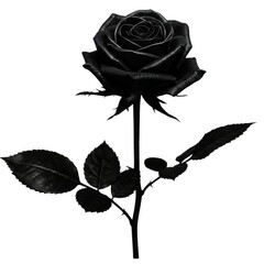 Black rose isolated on transparent background
