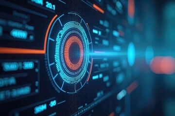 Close-up of a futuristic digital display.