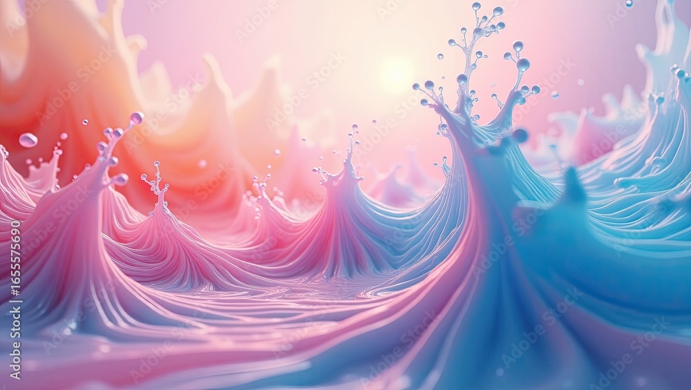 Poster abstract design of fluid patterns in soft pastel colors.