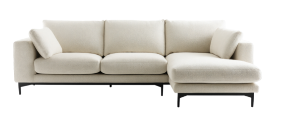 Light cream sectional sofa with chaise lounge.  