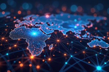 Global network map, detailed and glowing.