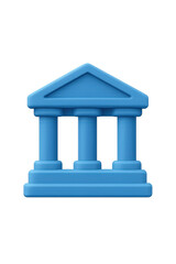 Fototapeta premium Isolate transparent 3D stock market stock exchange building with columns minimalist 3D icon high quality Isolate transparent stock exchange building stock market PNG die-cut for advertising