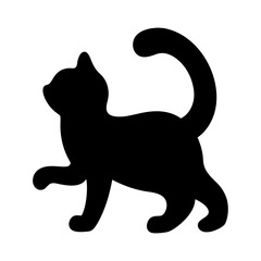Black cat walking with tail raised silhouette