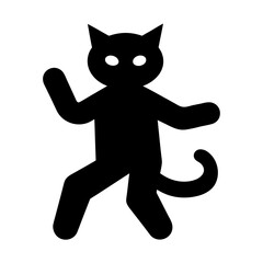 Playful black cat silhouette with wide eyes