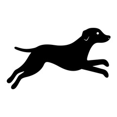 Black labrador dog running silhouette