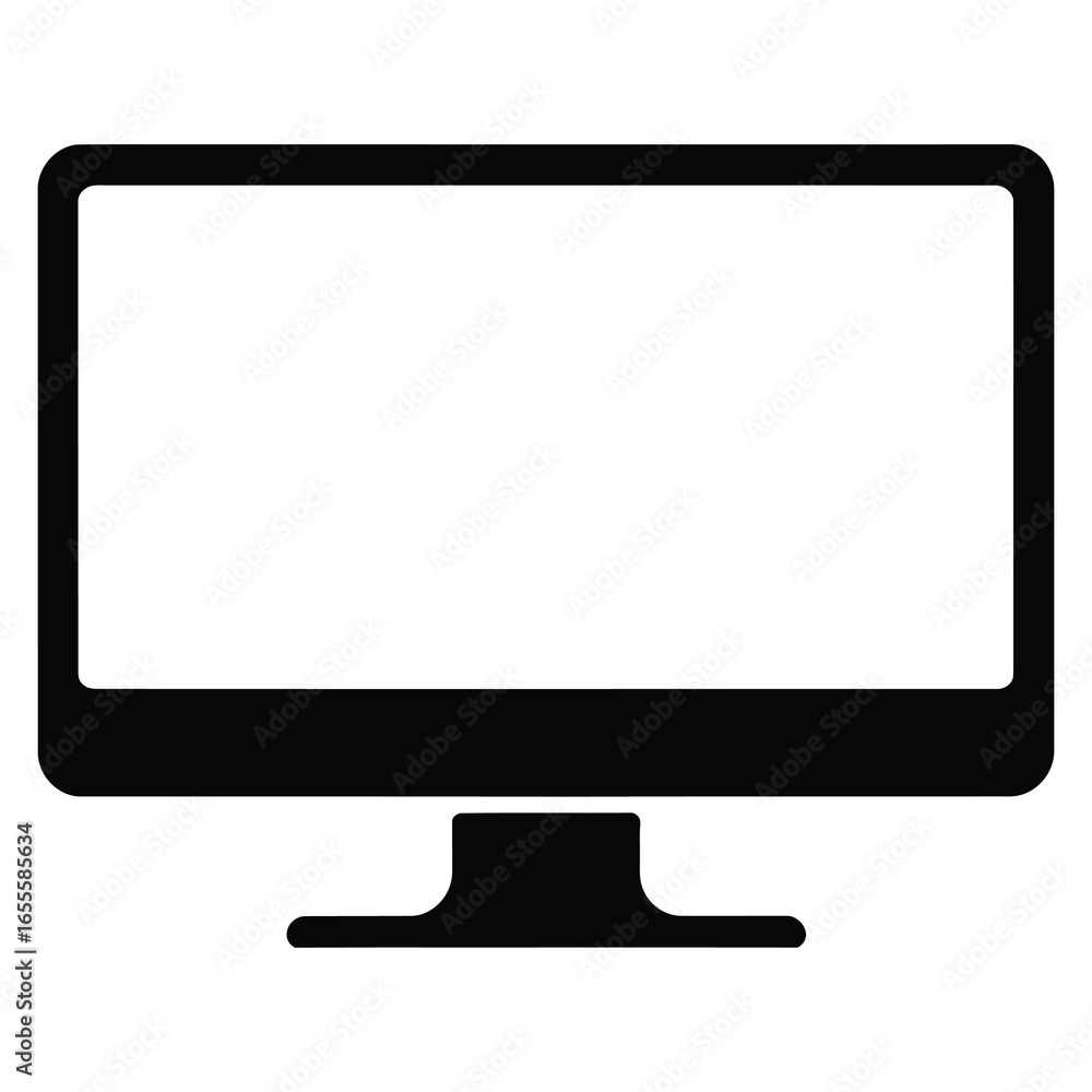 Fototapete black and white monitor screen for desktop computer display with empty white space to add your own t