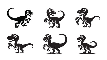 Vibrant dinosaur illustration with multiple color options