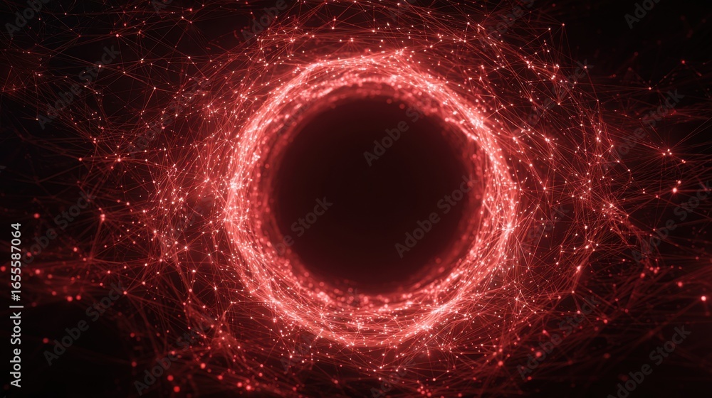 Aufkleber a red circle with a black background. the circle is surrounded by a red glow. the image has a futuri
