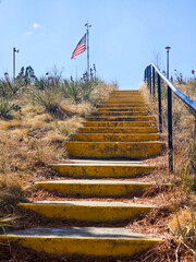 Ascent to the American Flag: Outdoor Concrete Stairs