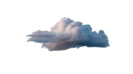 Fluffy white and blue cloud isolated on transparent background