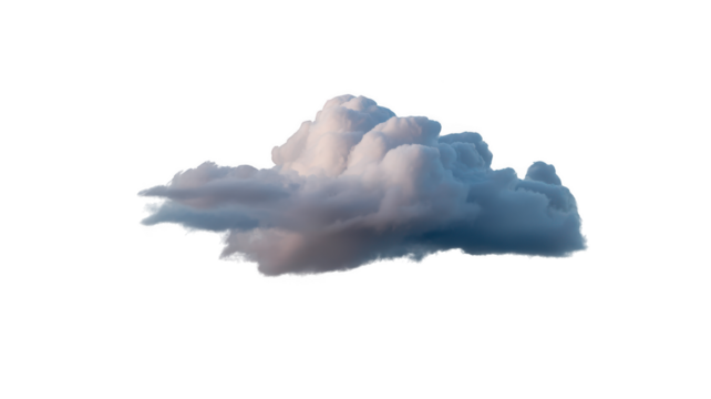 Fluffy white and blue cloud isolated on transparent background