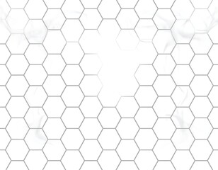 Fototapeta premium White hexagonal tile pattern with a central, bright, star-shaped void