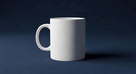 Obraz premium Clean White Ceramic Mug Isolated on a Deep Blue Background for Mockups