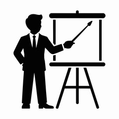 cartoon businessman with blank board