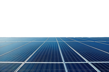 Large solar panel array under blue sky  
