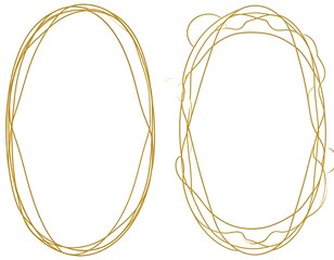 Two gold, oval frames with irregular, sketched outlines