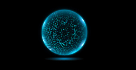 Sphere shield abstract energy protection spheres. Force field globe shell. Dome barrier technology vector set.