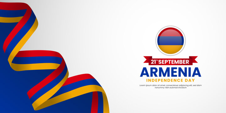 Armenia independence day banner background 21 september design element with waving ribbon flag