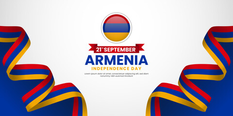 Armenia independence day banner background 21 september design element with waving ribbon flag