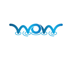 WOW letter logo connected with water reflection