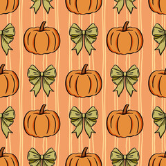 Fall Pumpkin Seamless Pattern, Fall Pumpkin Background, Fall Digital Paper, Fall Wallpaper