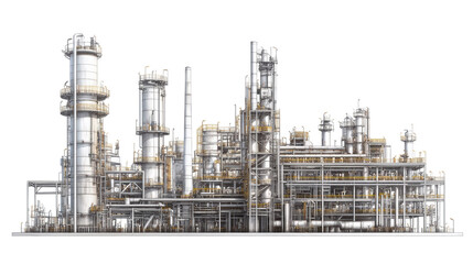 Obraz premium Large refinery towers and metal pipes 