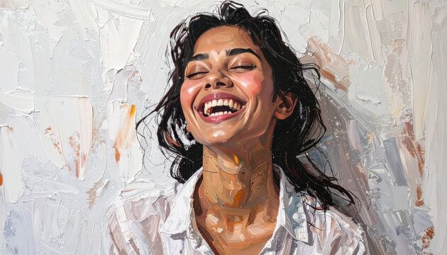 A man bursts into unrestrained laughter