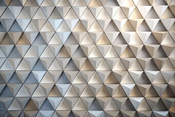 Obraz premium Geometric Triangle Pattern Wall with Shadows and Light in Neutral Tones